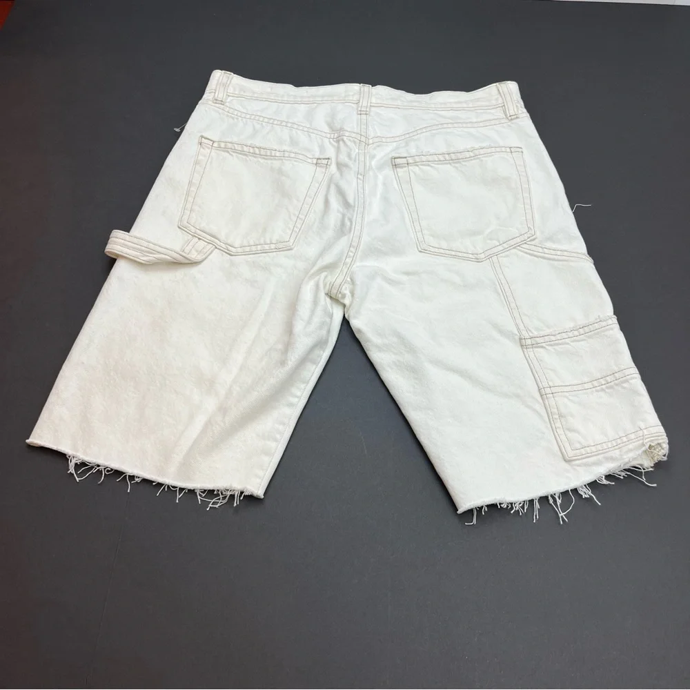 Frame Le Slouch Bermuda Off‎ White Rips Distressed Denim Short 26 NEW *TINY FLAW